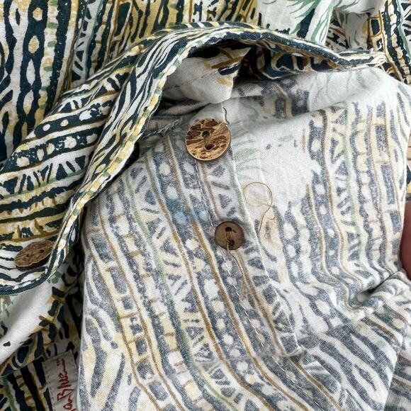 Baja Blue LARGE VINTAGE 90s Green Short Sleeve Dad Aloha Hawaiian Hibiscus Shirt - Picture 6 of 7